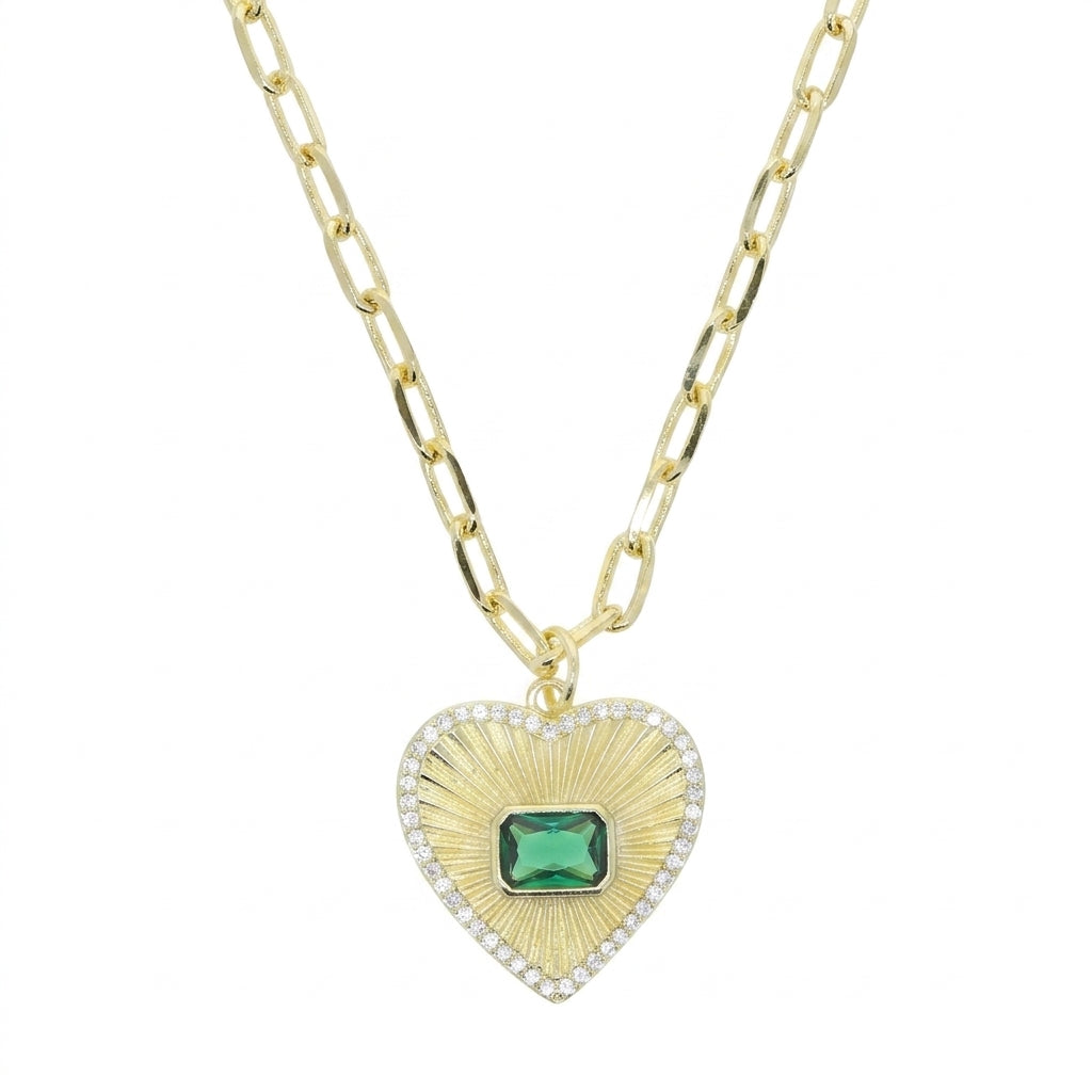 Sparkling Heart Pendant Clip Necklace - Enhanced Studio Photo
