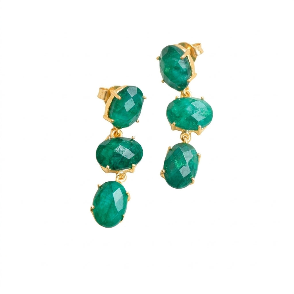 Regal Gemstone Drop Earrings - Enhanced Studio Photo