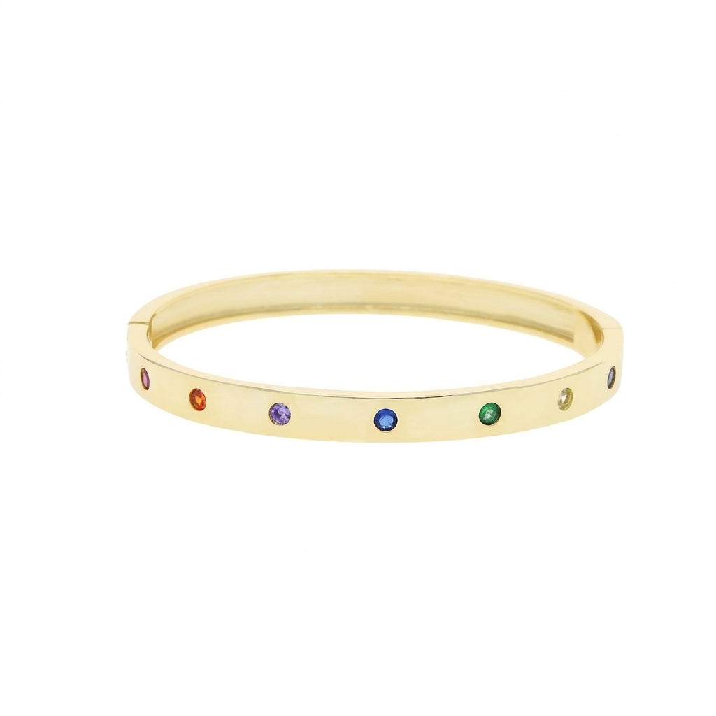 Rainbow Bangle Round Cut Multicolor Zirconia - Enhanced Studio Photo