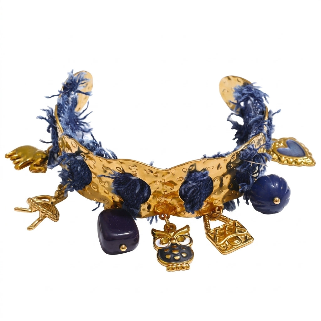 Denim Luxe Cuff Bracelet - Enhanced Studio Photo
