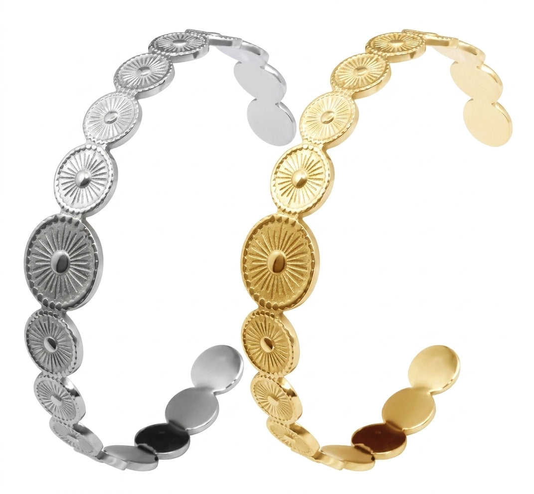 Gypsy Soul Wide Gold Cuff Bracelet V - Enhanced Studio Photo