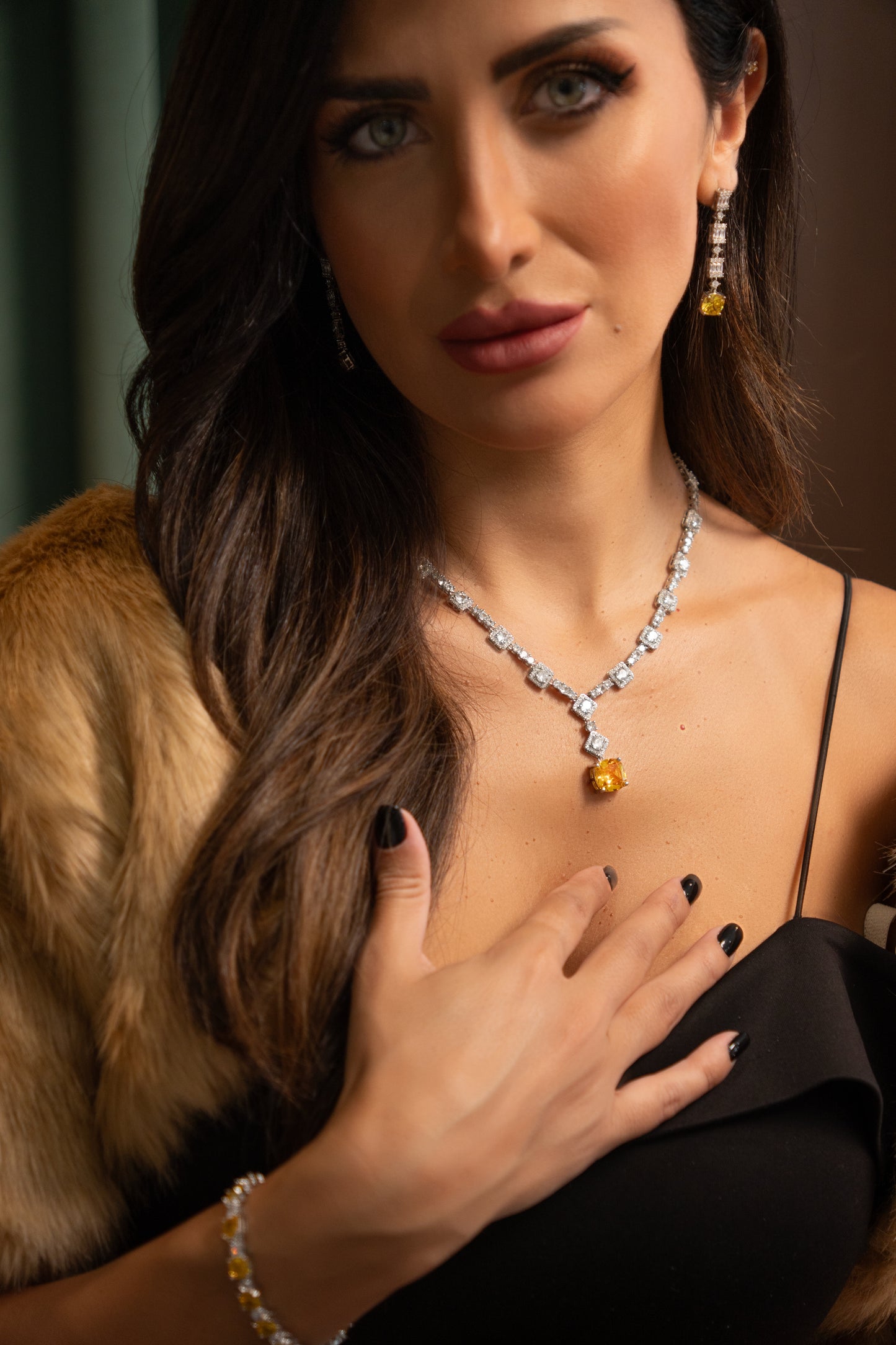 Timeless Citrin Radiance Square-Cut Necklace & Earrings Set