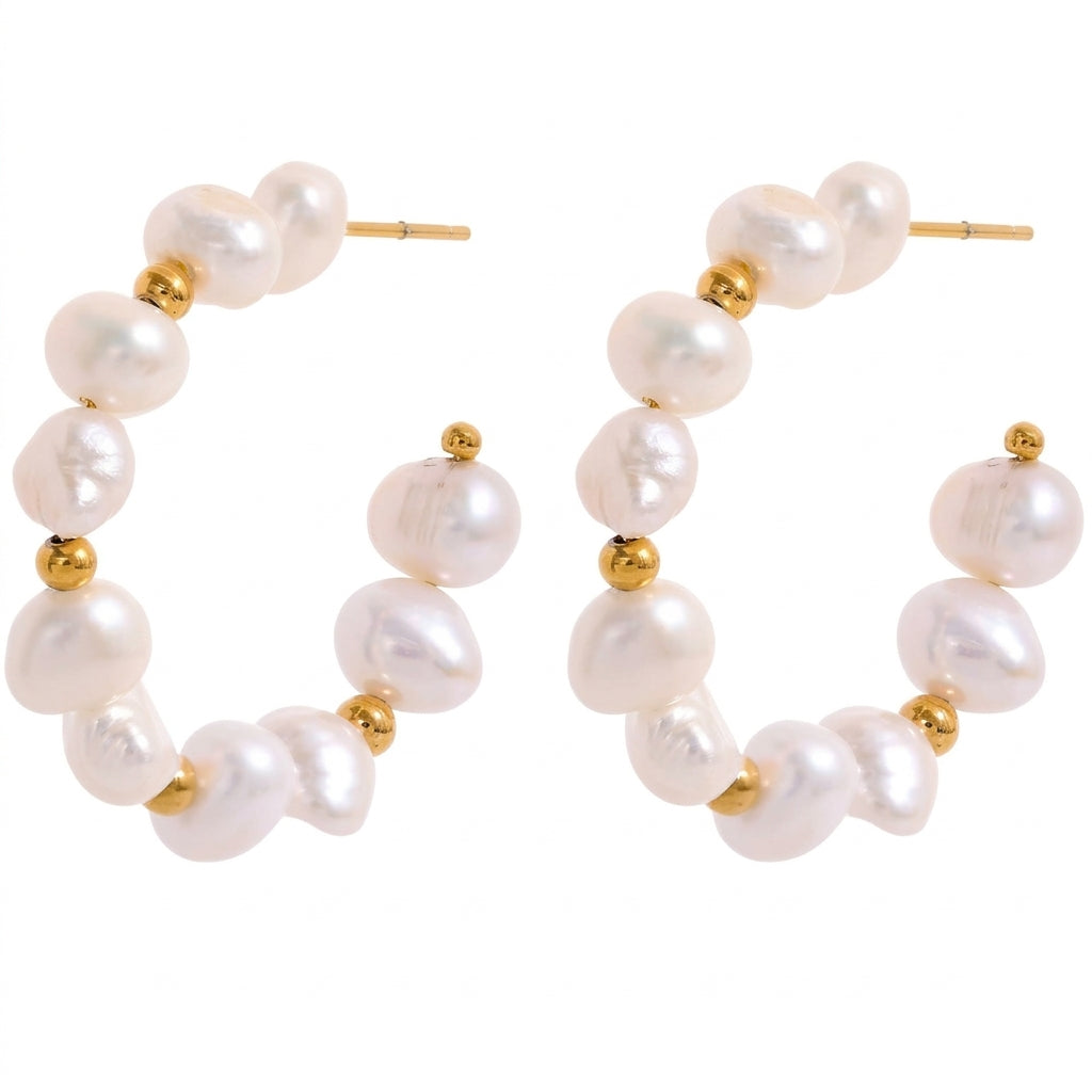Aquarelle Pearl Hoops Earrings - Enhanced Studio Photo