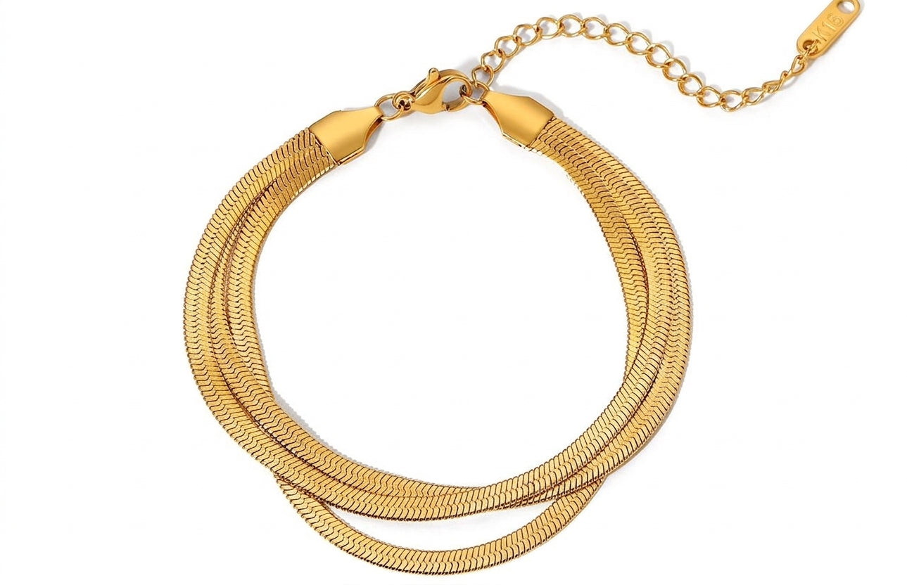 Golden Flow Herringbone bracelet - Enhanced Studio Photo