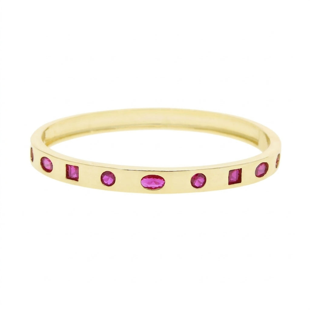 Blush Pink 18K Gold Plated Bangle Bracelet - Enhanced Studio Photo