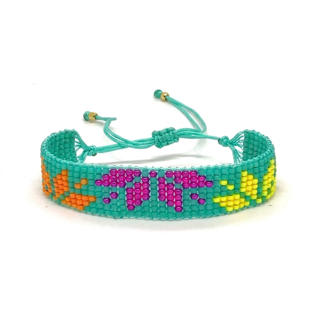 Floral Japanese Miyuki Beaded Bracelets 18K Gold - Enhanced Studio Photo