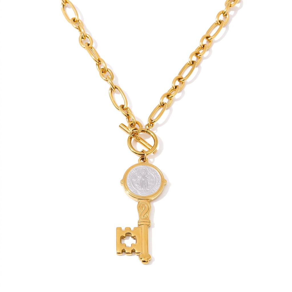 Golden Key Statement Necklace - Enhanced Studio Photo