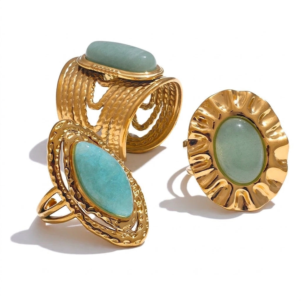 Marquise Aventurine Open Halo Ring - Enhanced Studio Photo
