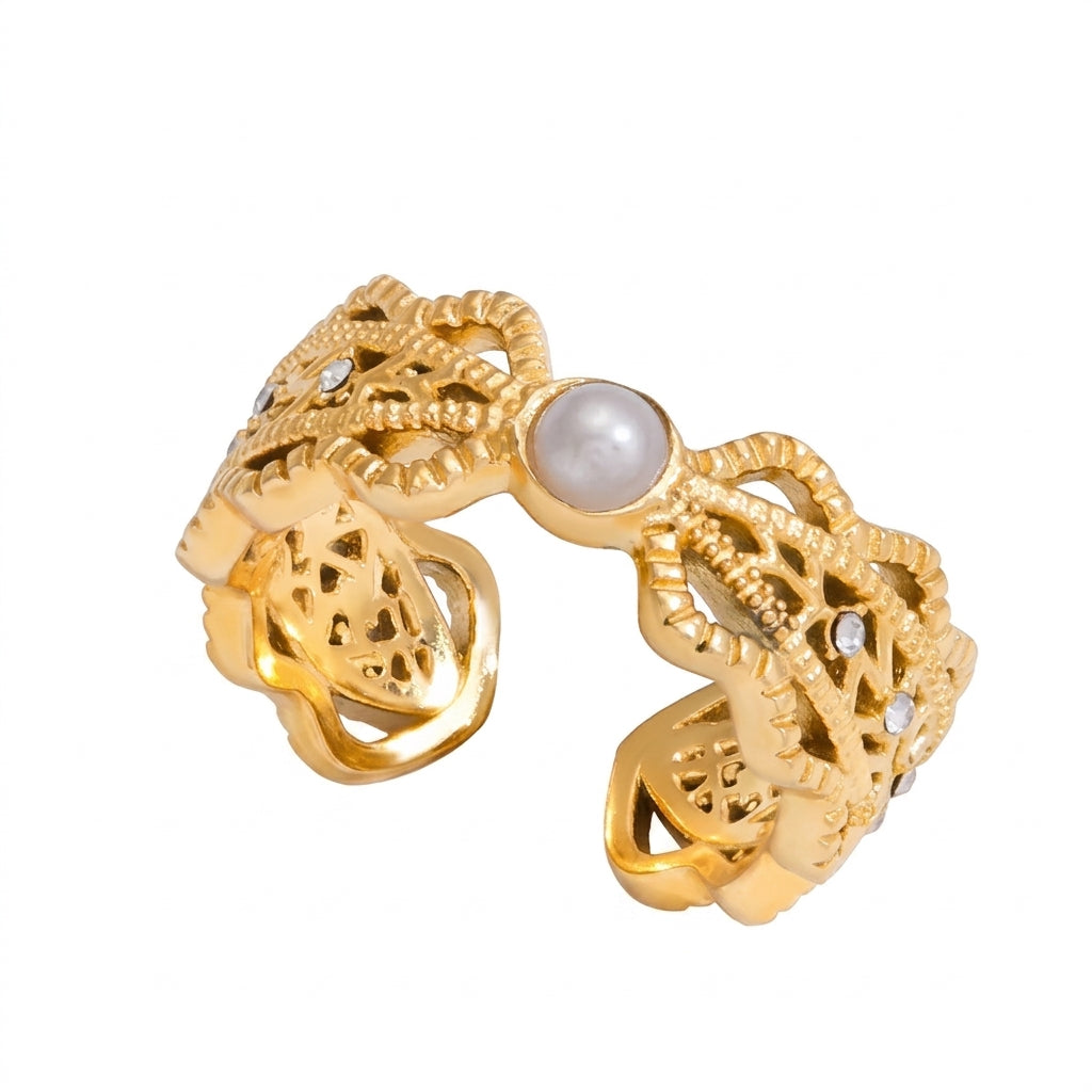 Amara Lace Pearl Ring - Enhanced Studio Photo