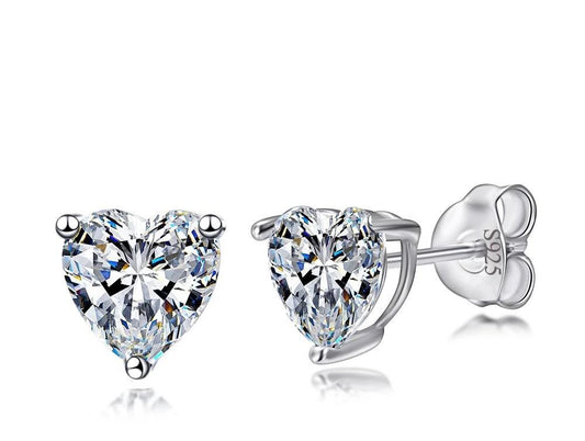 أقراط فضة عيار 925 مرصعة بالزركونيا على شكل قلب الحب الأبدي