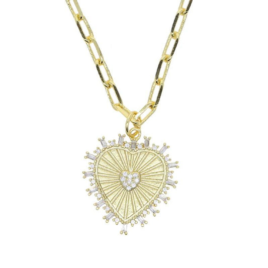 Sparkling Heart Pendant Clip Necklace