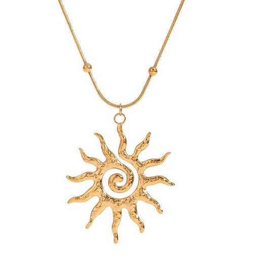 Radiant Spiral Sun Pendant Necklace