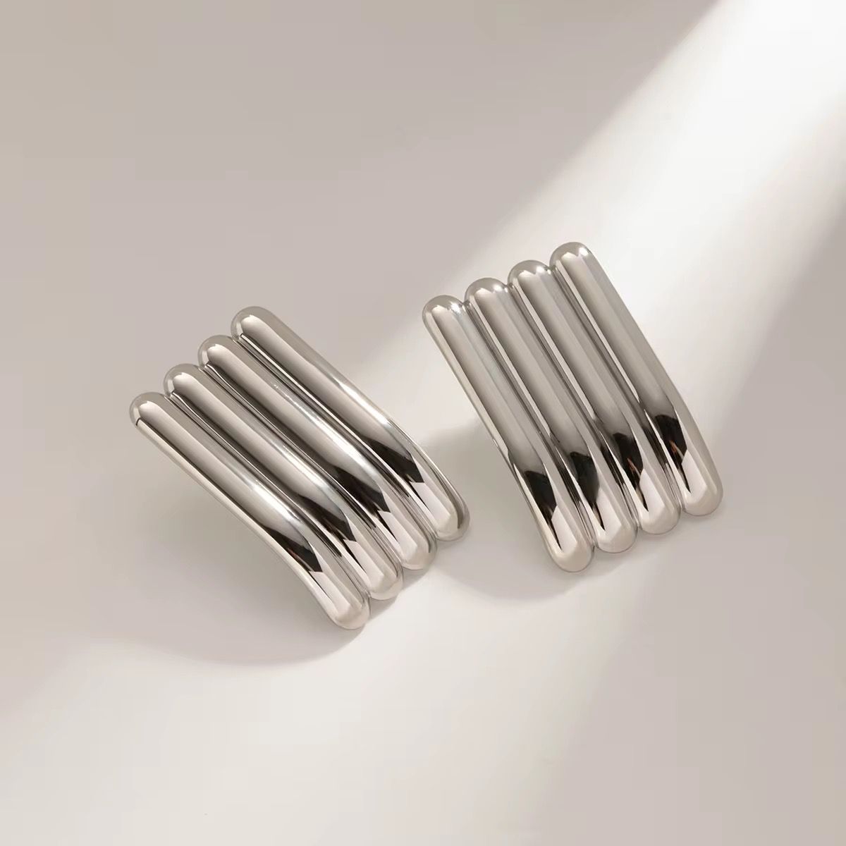 Golden Stride Rectangular Stripe Earrings