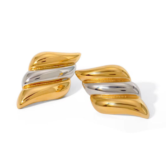 Twist Glow Two-Tone Spiral Earrings
