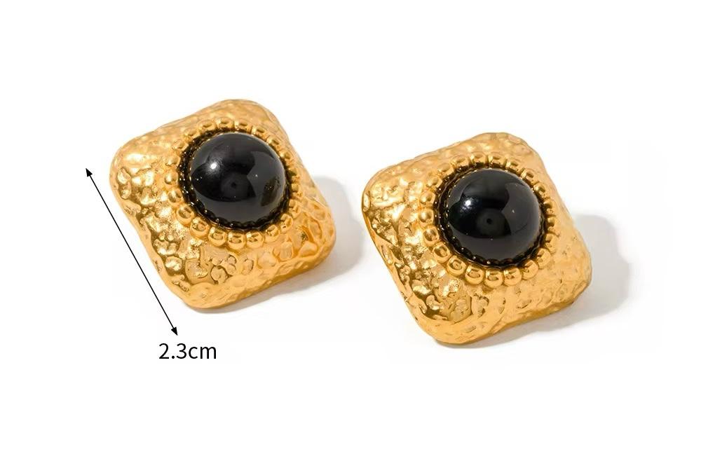 Midnight Agate Square Earrings