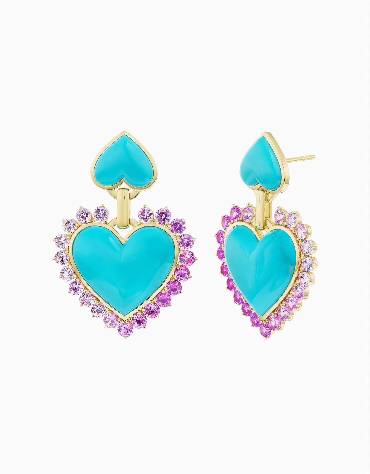 أقراط متدلية على شكل قلب مزدوج Amour Luxe