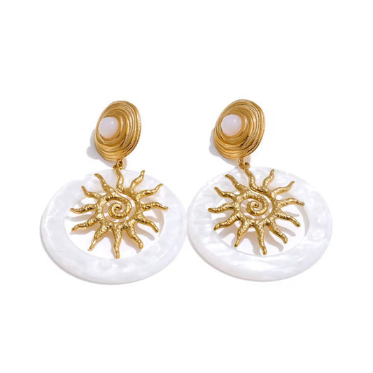 أقراط الشمس الذهبية المتدلية