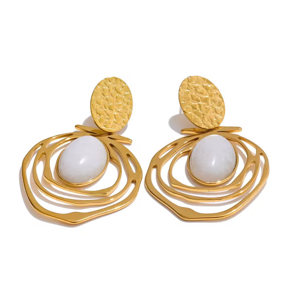 Luna White Stone Drop Earrings