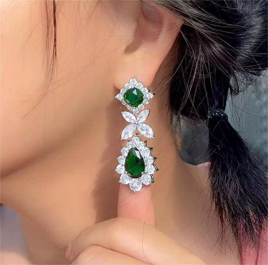 Emerald Cascade Dangle Earrings
