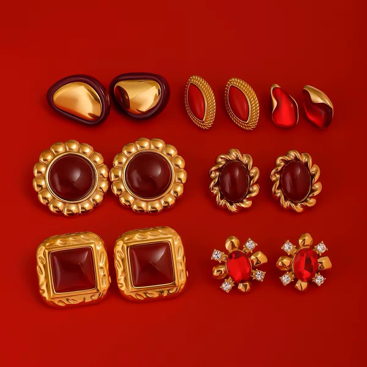 Regal Elegance Oval Stone Earrings