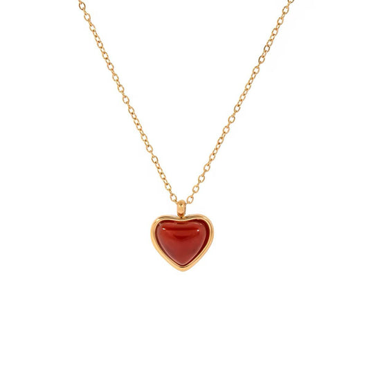 Heart of Passion Agate Locket Necklace