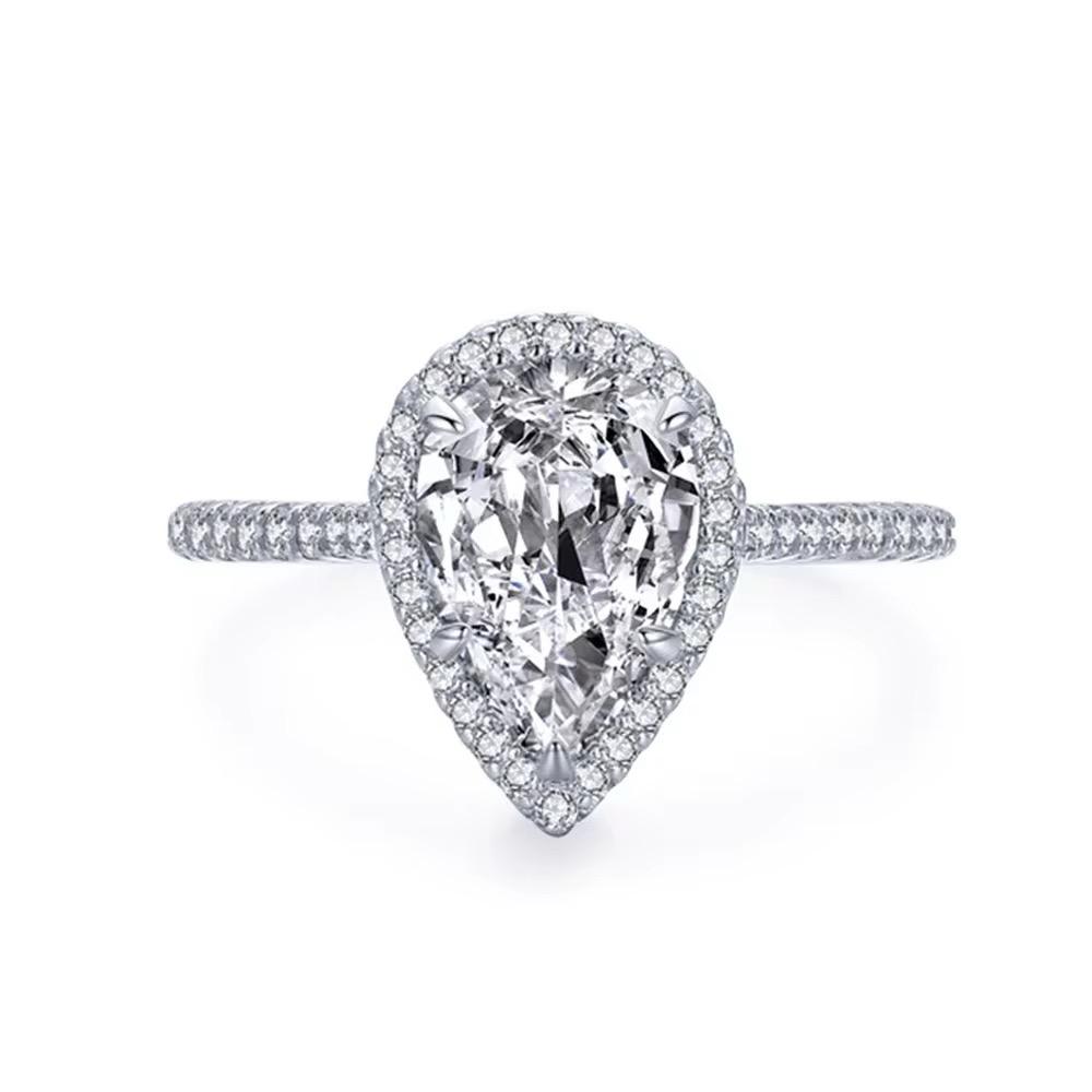 Crystal Dew Teardrop Sparkle Sterling Silver 925 Ring