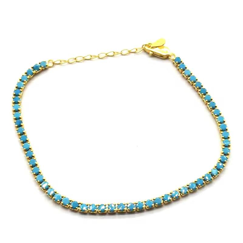 Azure Glow Tennis Silver 925 Bracelet