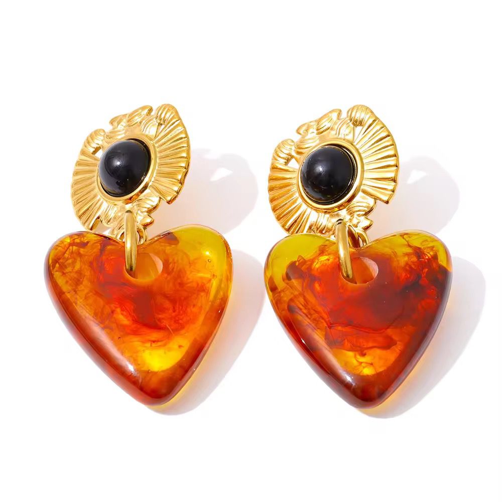 Honey Heart Dangles Earrings