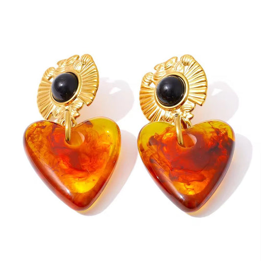 Honey Heart Dangles Earrings