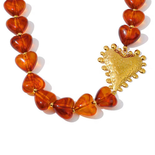 Golden Ember Heart Necklace