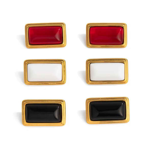 Muse Recta Agate Earrings