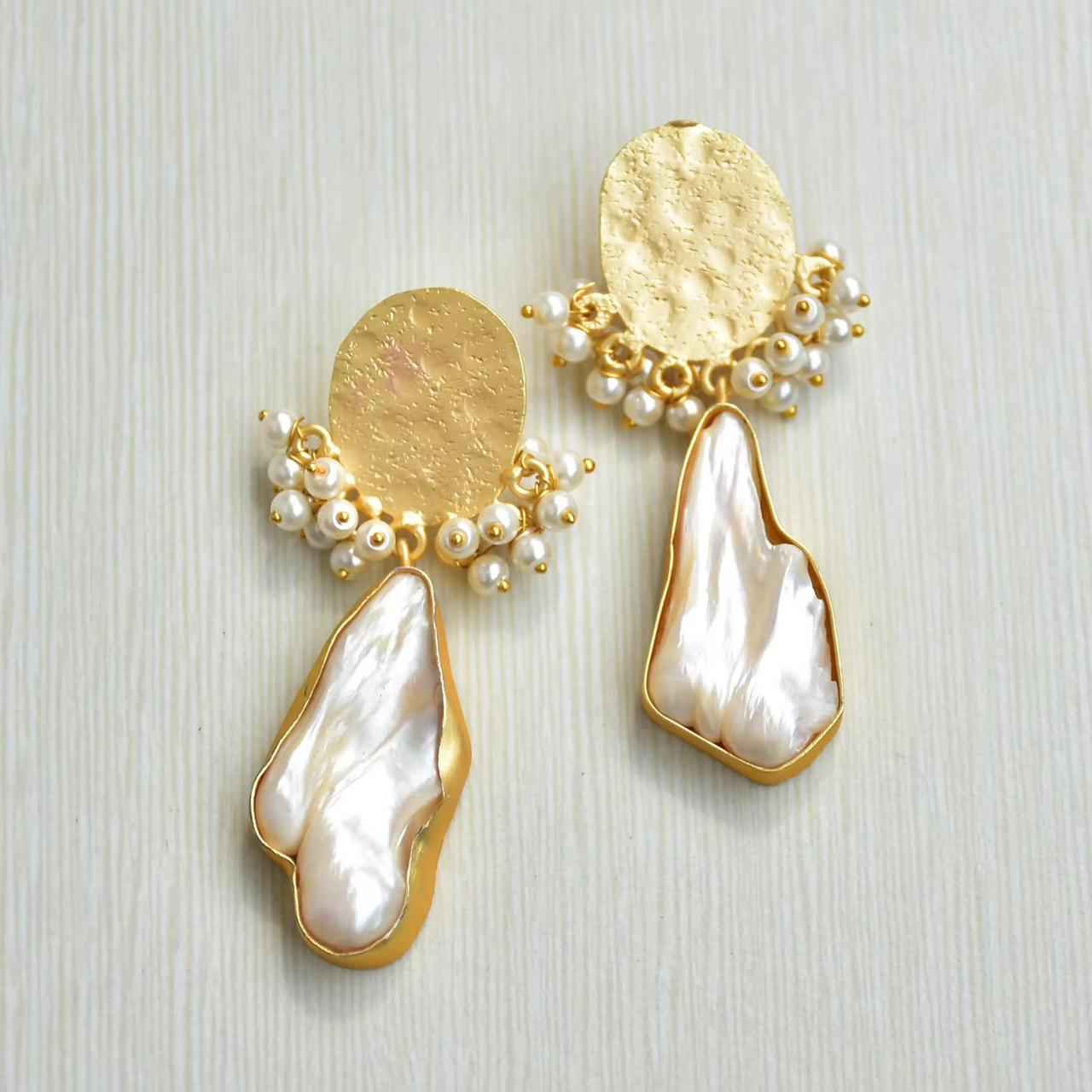 Baroque Halo Pearl Drop Earrings