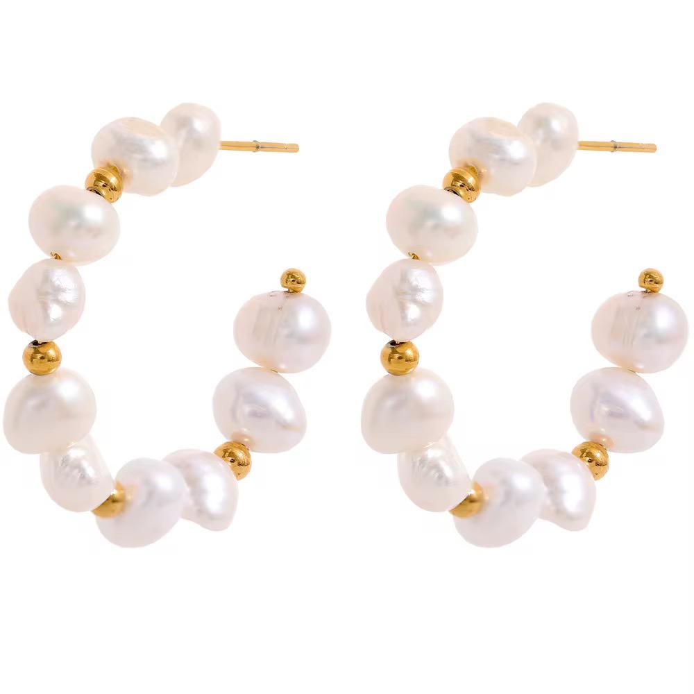 Aquarelle Pearl Hoops Earrings
