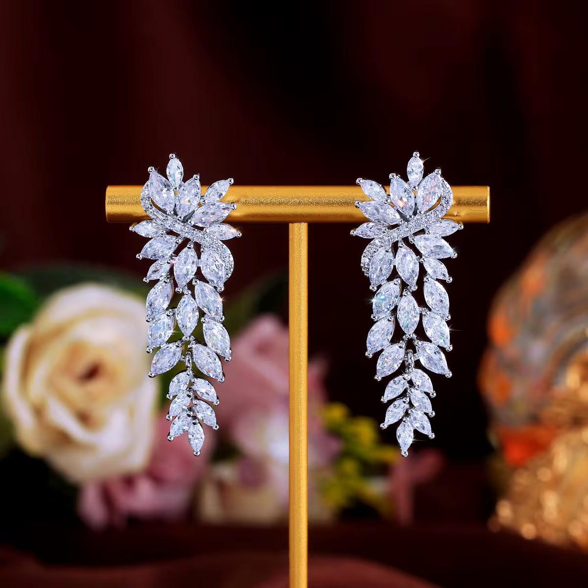 Ivory Fern Marquise Drops Earrings