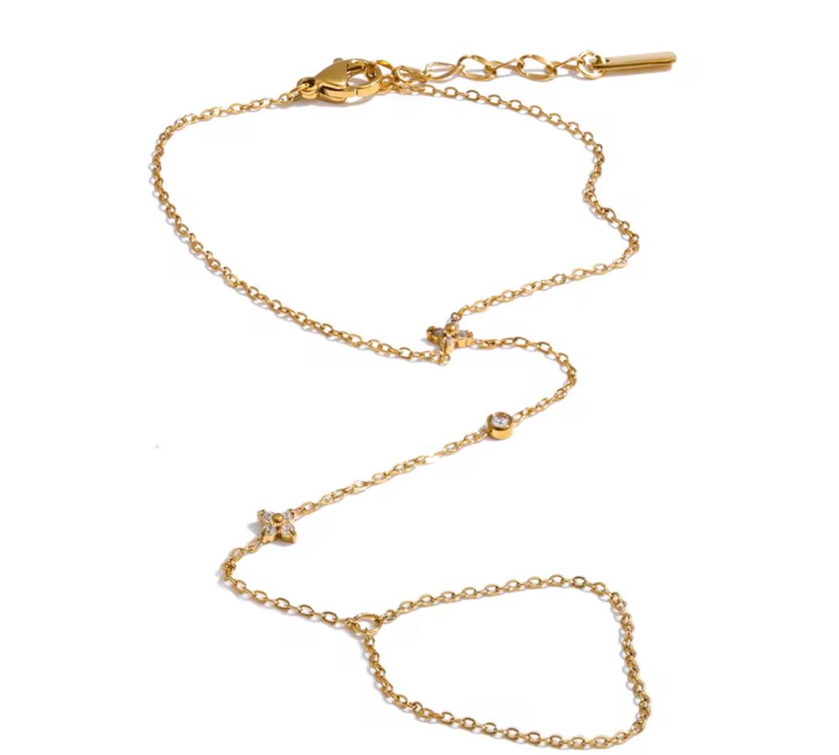 Dainty star Hand Chain - 18K Gold Plated