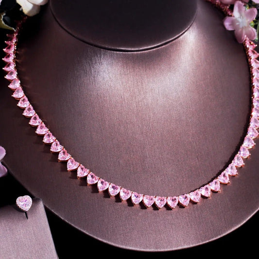 Heartfelt Pink Radiance Tennis Necklace