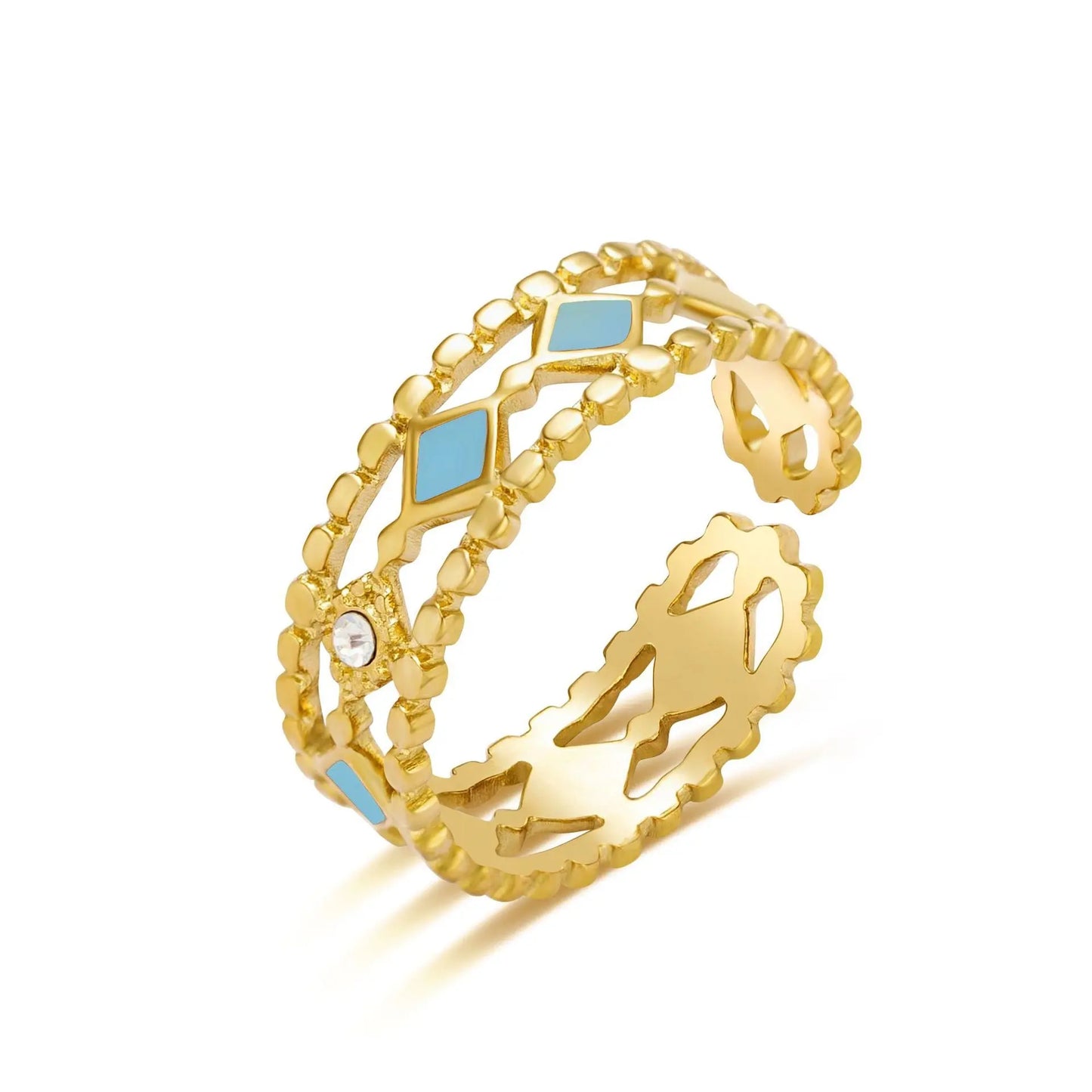 Gold Plated Ring With Enamel - Lady D World