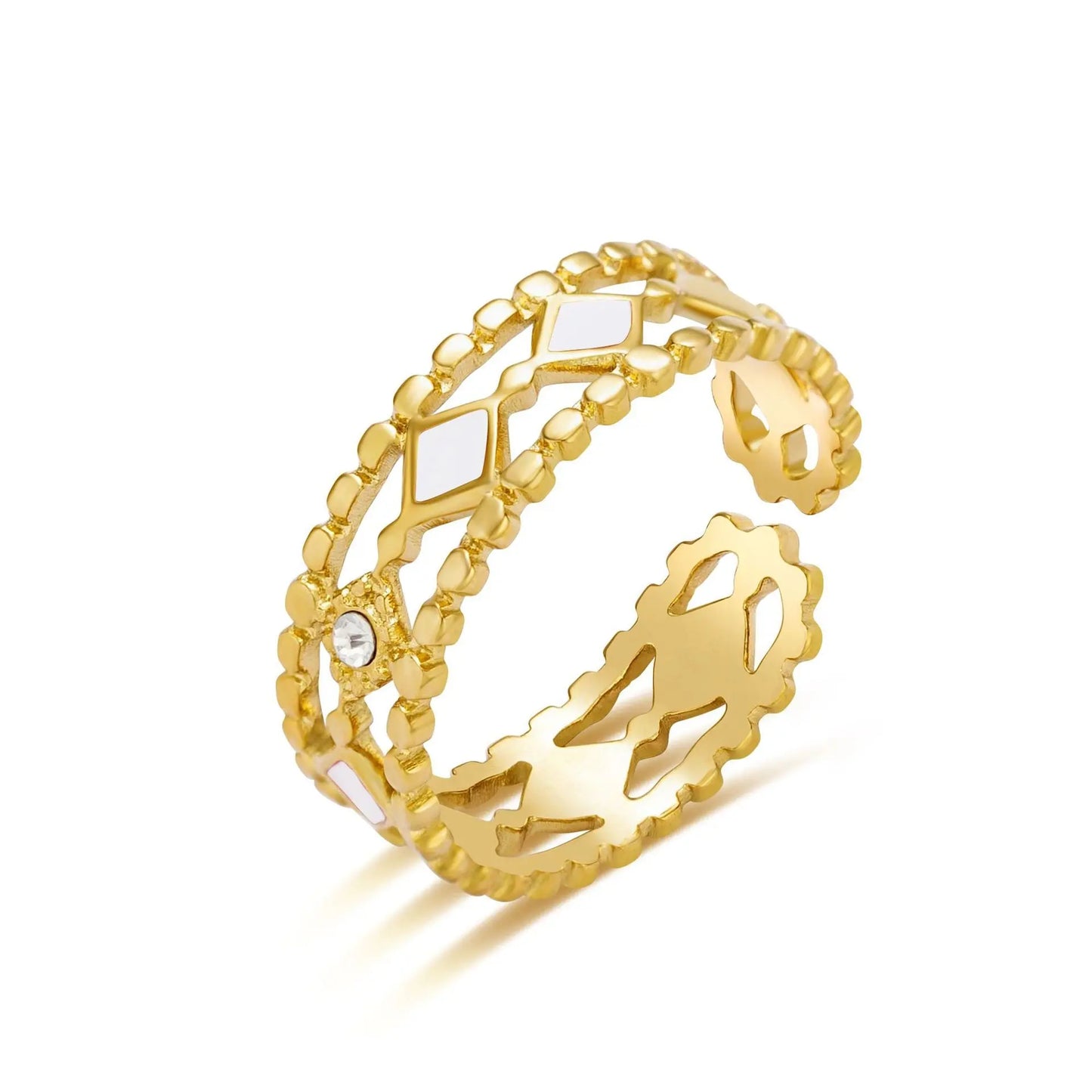 Gold Plated Ring With Enamel - Lady D World
