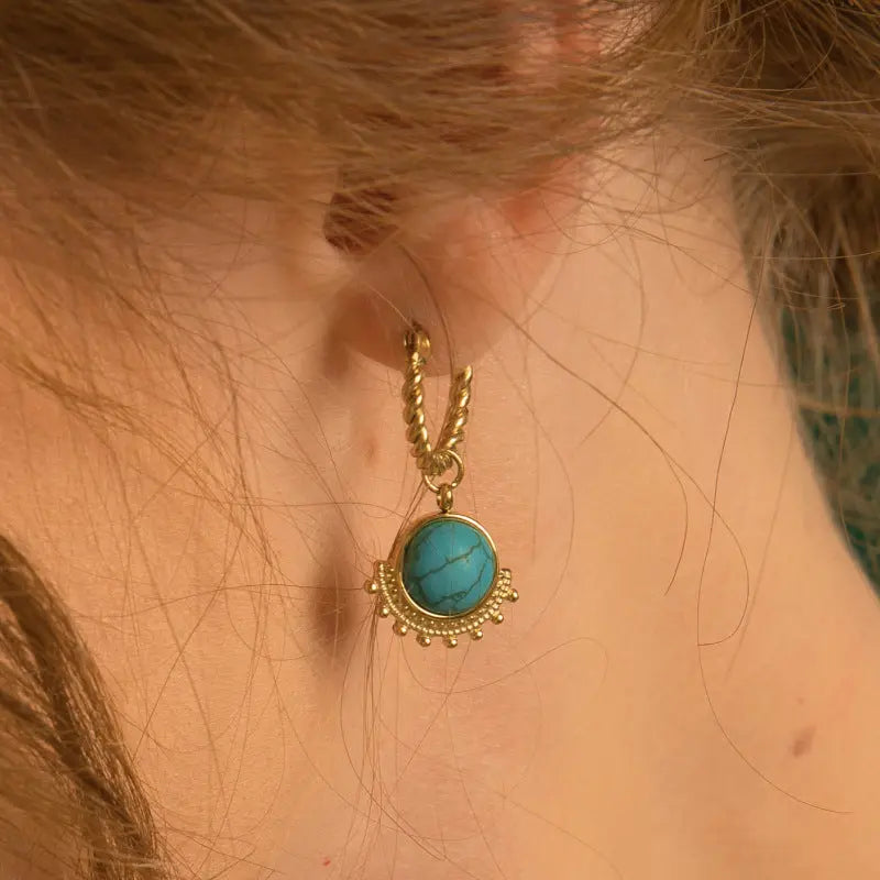 Pendant Natural Stone Earring - Lady D World