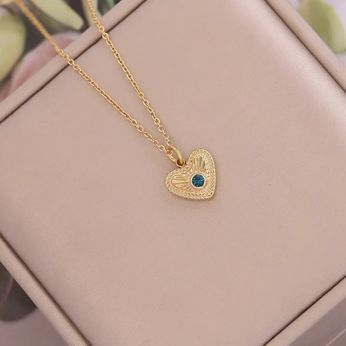 Heart With Stone Necklace - Lady D World