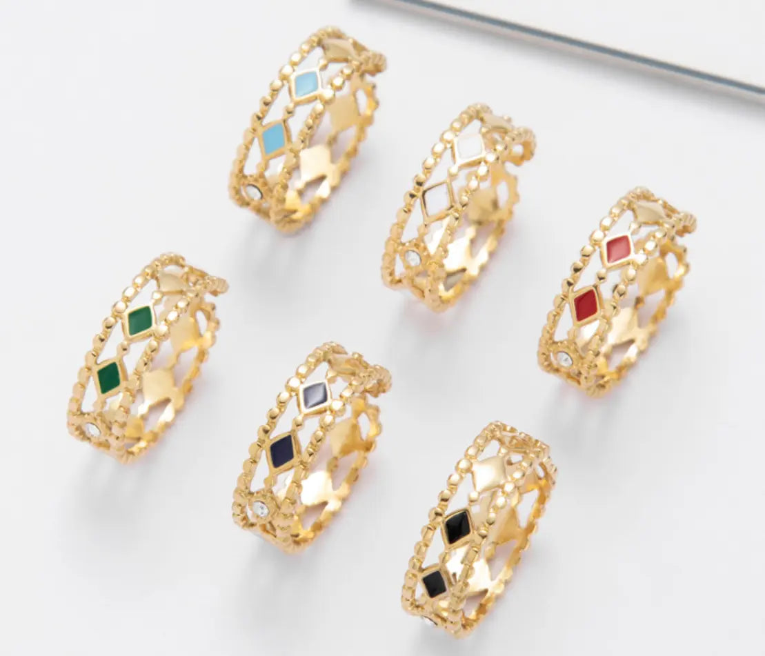 Gold Plated Ring With Enamel - Lady D World