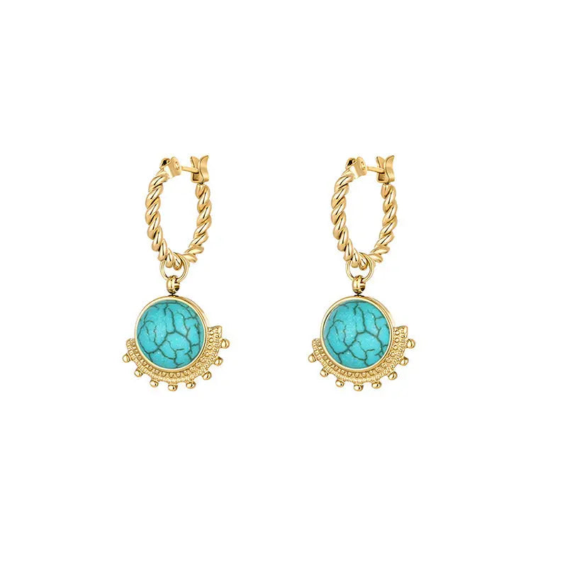 Pendant Natural Stone Earring - Lady D World