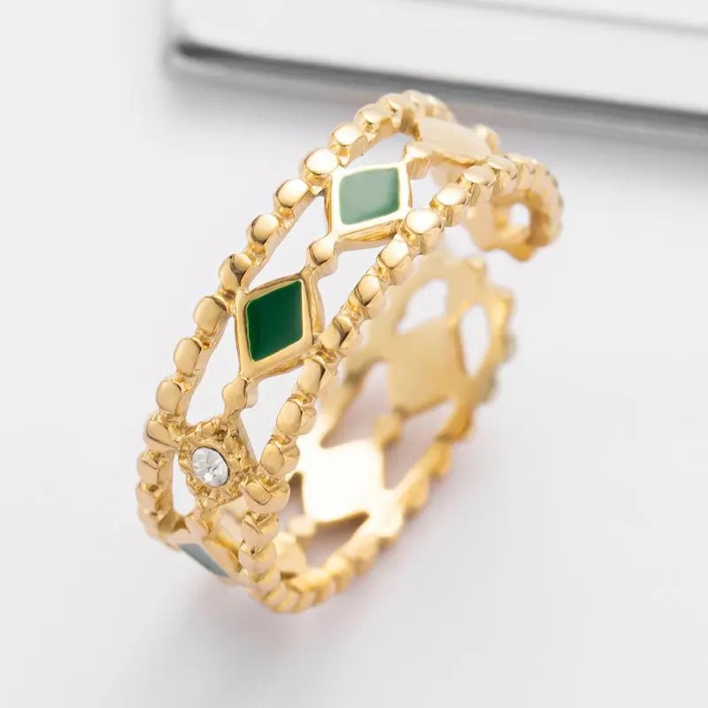 Gold Plated Ring With Enamel - Lady D World
