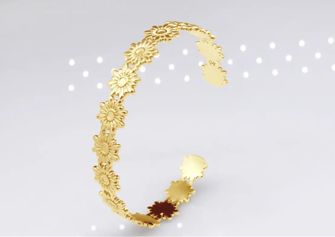 Sun All The Way Stainless Steel Cuff Bracelet - Lady D World