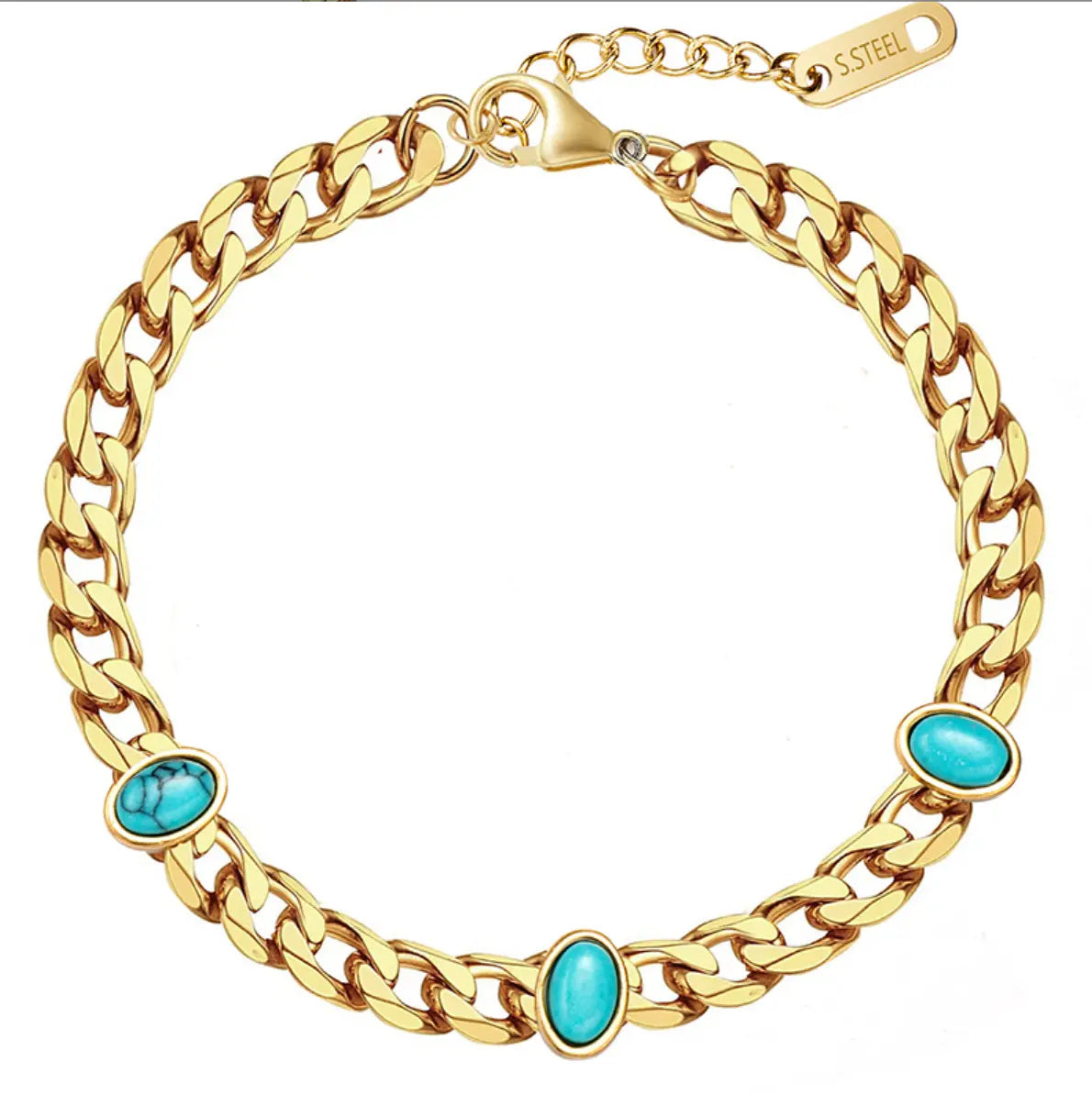 Chain Stainless Steel Bracelet with Stone - Lady D World