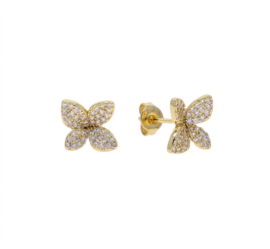 Radiant Mini Leaf Stud Earrings - Enhanced Studio Photo