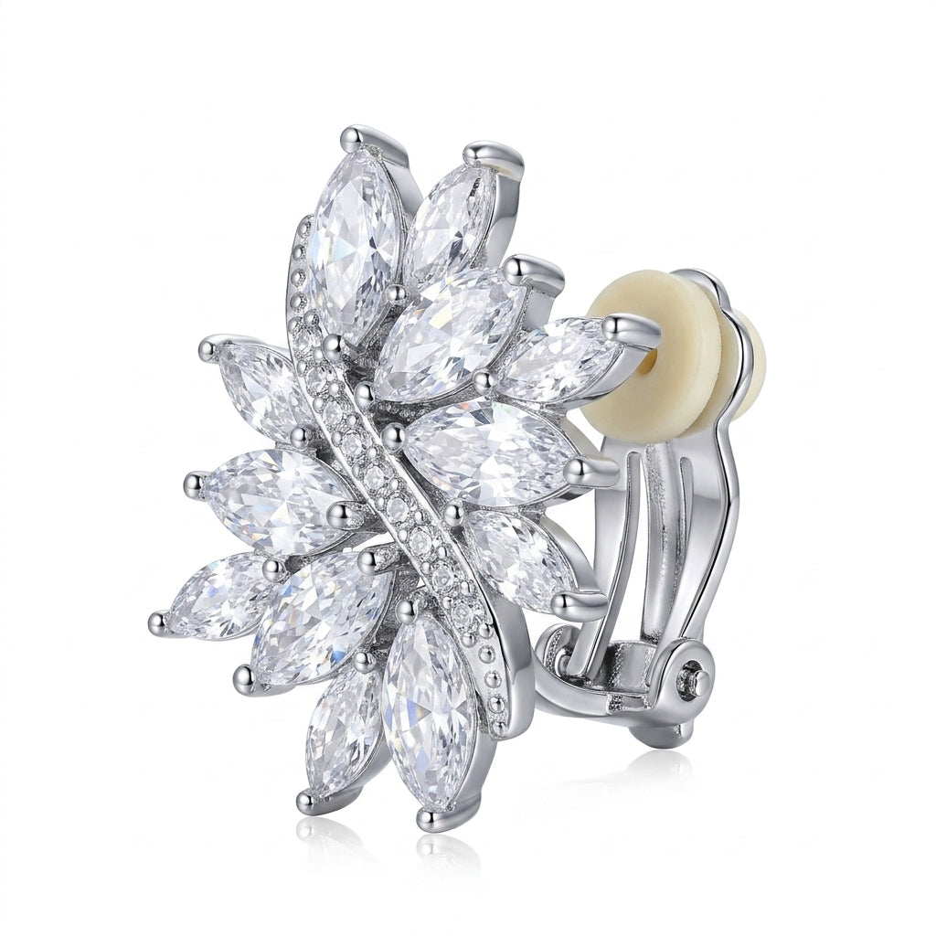 Ever Bliss Leaf Clip-On Stud Earrings - Enhanced Studio Photo