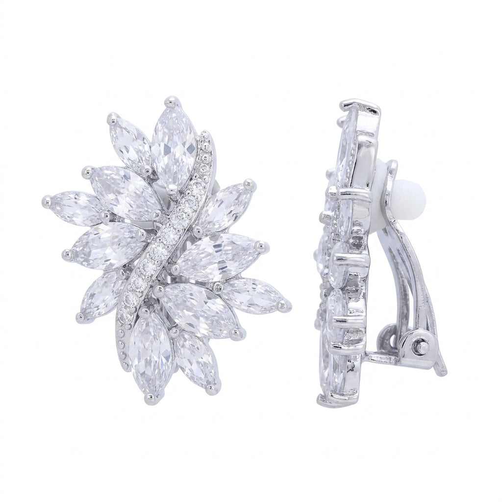 Ever Bliss Leaf Clip-On Stud Earrings - Enhanced Studio Photo
