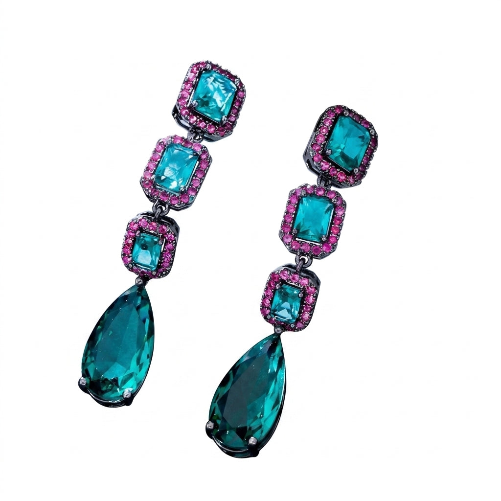 Emerald Rose Drape Earrings - Enhanced Studio Photo