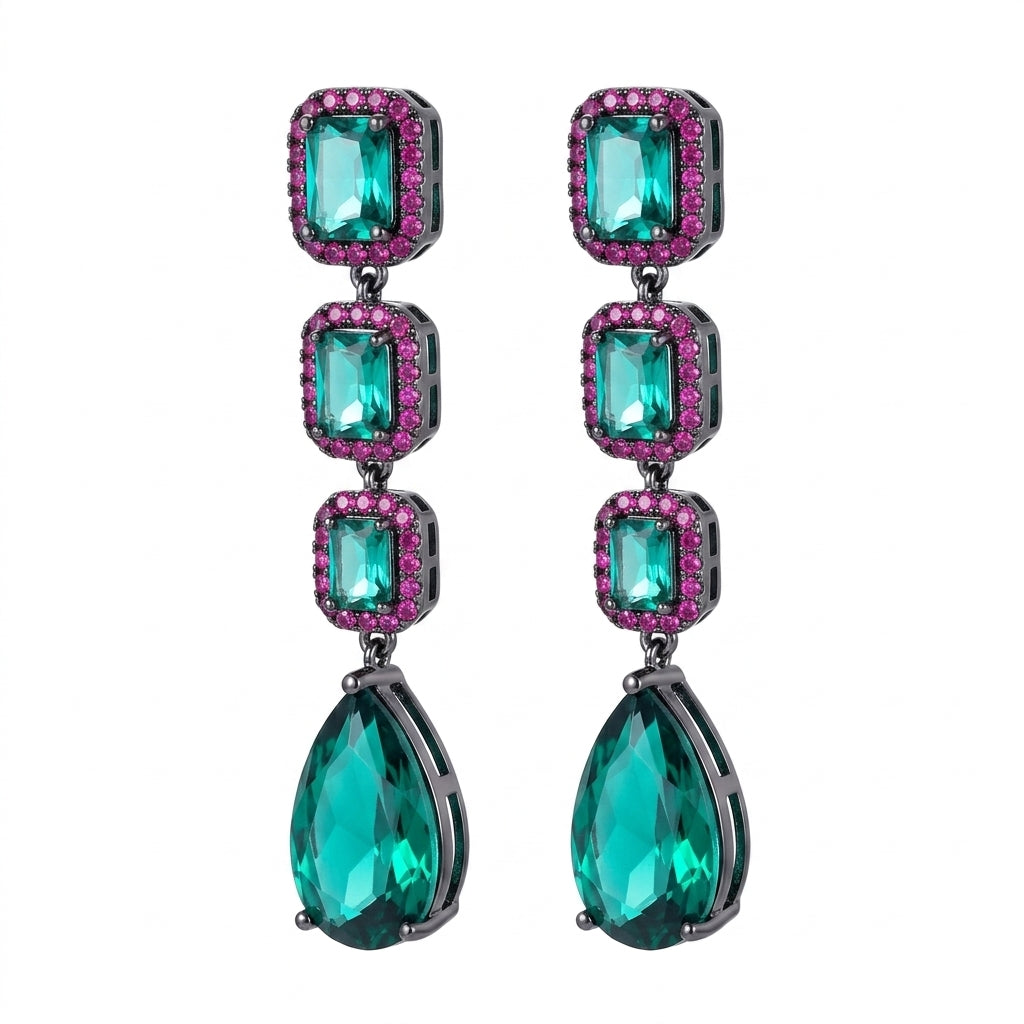 Emerald Rose Drape Earrings - Enhanced Studio Photo